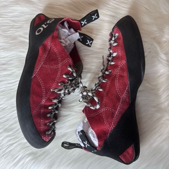 5.10 Five Ten Stealth C4 Rock Climbing Shoes Men's Size 10.5 Red Suede - Picture 9 of 12